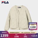 FILA 斐乐官方女士棉服2026春新款时尚休闲绗缝V领假两件保暖外套 卡布奇诺卡其-LK M 165/84A/M