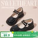 富罗迷女童皮鞋儿童公主鞋方口单鞋时尚儿童校园演出鞋 黑色 36