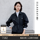 歌力思（ELLASSAY）【商场同款】2026新款优雅柔软亲肤收腰羊皮革皮衣女EWE371X00200 经典黑 L