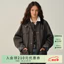 ELAND衣恋棉服女巴恩风长袖大口袋宽松外套新款 灰色(15)Grey M /165