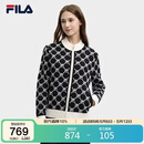 FILA 斐乐官方杨幂同款女士编织外套时尚休闲拼色LOGO毛衣开衫