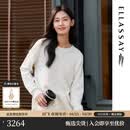歌力思（ELLASSAY）2025秋季新款绵羊毛简约优雅蕾丝刺绣套头羊毛衫女EWE363M03100 珠光白 XS
