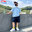 李宁（LI-NING）儿童套装2026夏季新款排湿速干短袖短裤男女童运动休闲童装两件套