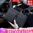 Cohnim kevin奢侈品男士手包手拿拉链男包手抓长钱包送老公男友520情人节礼物 c211格子纹【商务休闲】