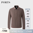 PORTS宝姿男装商务休闲翻领针织衫毛衣ML9K012LKW008 BROWN M