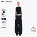 ANN ANDELMAN【王玉雯同款】官方直营 牛仔腰头拼接西裤直筒长裤 黑色 M