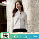 FILA斐乐官方女士编织外套2026春时尚休闲织带麻花毛衣开衫