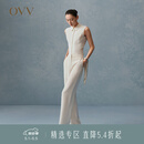 OVV【重磅真丝】春夏热卖女装30MM重绉通勤简约西裤 卡其（净色）12 M