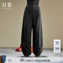 日着原创羽绒裤2024冬季新款外穿裤脚抽绳抗寒保暖白鸭绒羽绒裤子女 凌黑 XL