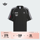 adidas机车风宽松纯棉运动圆领短袖T恤男装阿迪达斯官方三叶草 黑色/白 L
