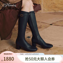 73Hours女鞋蒙马特冬季新款高跟长筒靴英伦风时装靴子瘦瘦靴 黑色 37