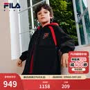 FILA斐乐儿童棉服2026年春新款男童仿羊羔绒连帽外套新年款拜年服 传奇蓝-NV 165