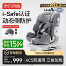 京东京造儿童安全座椅汽车0-6-12岁婴儿宝宝i-Safe双通风 商务舱3.0典雅灰