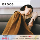 ERDOS【流金大衣】秋冬翻驳领双排扣中长款厚外套女羊绒大衣毛呢大衣 粉末咖啡色 XL 175/92A