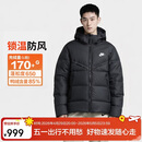 耐克NIKE男冬季短款连帽羽绒服 运动防寒外套 WR系列FB8178-010黑XL