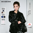 ANN ANDELMAN【程潇同款】工装皮衣高级感抽绳皮收腰黑色皮外套 黑色 M