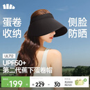 蕉下（beneunder）蛋卷灯罩帽防晒帽女遮阳帽太阳帽大檐空顶帽男加长侧檐全脸遮阳黑