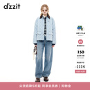 DZZIT地素棉服2025秋新款巴恩风拼接领菱格纹绗缝工艺外套女3J3H3011R 浅蓝色 S