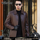 Walker Shop皮衣外套男秋冬新款【甄选绵羊皮】爸爸轻奢男装休闲皮夹克外套男 棕色单皮衣【绵羊皮】 3XL /190（165斤-180斤）