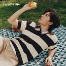 LACOSTE【王一博同款】法国鳄鱼男装26夏季新款条纹针织Polo衫|AH2561 4I9/驼色/棕色 M 4