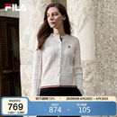 FILA斐乐官方女士编织外套2026春时尚休闲织带麻花毛衣开衫