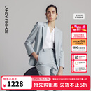 朗姿【精英衣橱】夏季新款平驳领轻商务西装外套职业时尚通勤西服女 水蓝色 L