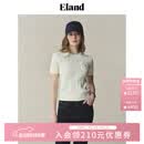 ELAND衣恋针织T恤女甜美绞花小圆领修身显瘦短袖上衣2025夏季新款 象牙白/白色(39)Ivory L /170