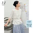 玖姿（JUZUI）博主同款优雅气质格纹提花单上衣女2025夏新款JWFX80318 纯白 L
