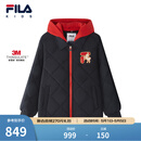 FILA【新雪丽棉】斐乐儿童棉服2026春新款男中大童连帽外套新年款 传奇蓝-NV 130