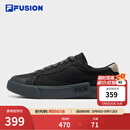 FILAFUSION斐乐潮牌帆布鞋男鞋拼接时尚黑色板鞋男 黑/斑皮棕-BB 42