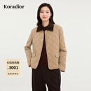 珂莱蒂尔Koradior商场同款秋新款新气质复古菱格轻暖棉服外套 中黄色 M