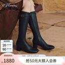 73Hours女鞋蒙马特冬季新款高跟长筒靴英伦风时装靴子瘦瘦靴 黑色 37