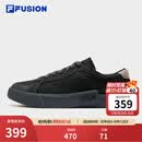 FILAFUSION斐乐潮牌帆布鞋男鞋拼接时尚黑色板鞋男 黑/斑皮棕-BB 42