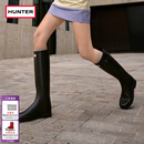 HUNTER【修饰腿型】户外露营女鞋Refined防水防滑高筒靴长筒靴网红女靴  哑光黑色/黑红色logo/BLK 38