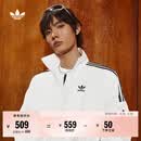 adidas复古风休闲梭织立领夹克外套男女秋季阿迪达斯官方三叶草   亮白   M