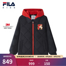 FILA【新雪丽棉】斐乐儿童棉服2026春新款男中大童连帽外套新年款 传奇蓝-NV 130