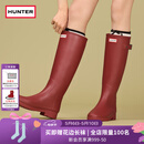 HUNTER【修饰腿型】户外露营女鞋Refined防水防滑高筒靴长筒靴网红女靴 军红色/MLR 37