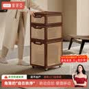 索菲亚阳台置物架中古风藤编储物柜多层收纳家用大容量玩具脏衣服收纳筐 【组合款_A】小号+中号+盖子