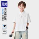 罗蒙儿童短袖白衬衫学生园服男童纯棉学院风演出衬衣 短袖衬衫款2 130