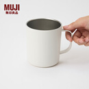 MUJI 不锈钢 双层马克杯 水杯杯子带把手桌面 白色L  510ml