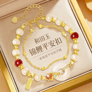 中国珠宝（Sino gem）母亲节礼物和田玉锦鲤平安扣银手链女款生日520送女朋友手串首饰