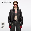 MISS SIXTY2025秋季新款真皮外套女翻领短款羊皮革复古美式机车风 深棕 S