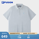 斐乐（FILA）FILA FUSION斐乐男子编织衫2026夏新款宽松短袖翻领田曦薇同系列 初昏蓝-LB L 175/96A/L