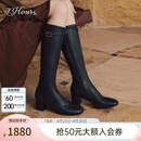 73Hours女鞋蒙马特冬季新款高跟长筒靴英伦风时装靴子瘦瘦靴 黑色 37