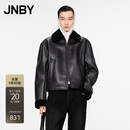 JNBY/江南布衣秋冬仿皮衣皮毛一体拼接宽松柔软垂坠外套5OAA12090