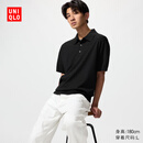 优衣库男装女装可机洗针织polo衫/短袖26春夏新款481725 09 黑色 L