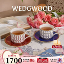 Wedgwood金粉年华蓝配红2杯2碟骨瓷咖啡杯碟下午茶杯碟高颜值咖啡杯