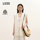 LESS【商场同款】2026夏新款美丽诺羊毛无袖西装马甲女2Q4516120 047米灰 S