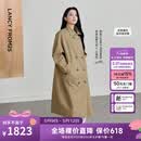 朗姿【25h风衣 Basic衣橱 】朗姿经典双排扣高智风衣外套通勤气质女 深米色 S