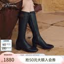 73Hours女鞋蒙马特冬季新款高跟长筒靴英伦风时装靴子瘦瘦靴 黑色 37